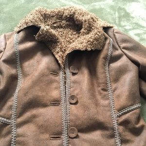 New with tags, brown leather jacket w faux fur